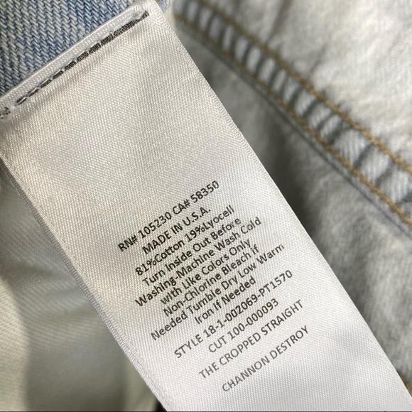 Current Elliott “The Cropped Straight” Jean Size 6 / 28 Light Wash New NWT $228 - Picture 8 of 9